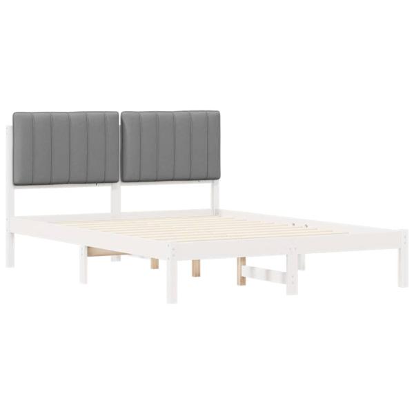Bettgestell mit gepolstertem Kopfteil Hellgrau 135 x 190 cm