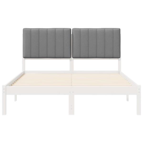 Bettgestell mit gepolstertem Kopfteil Hellgrau 135 x 190 cm