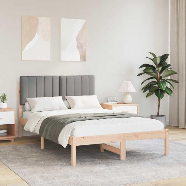 ARDEBO.de - Bettgestell mit gepolstertem Kopfteil Hellgrau 120 x 190 cm