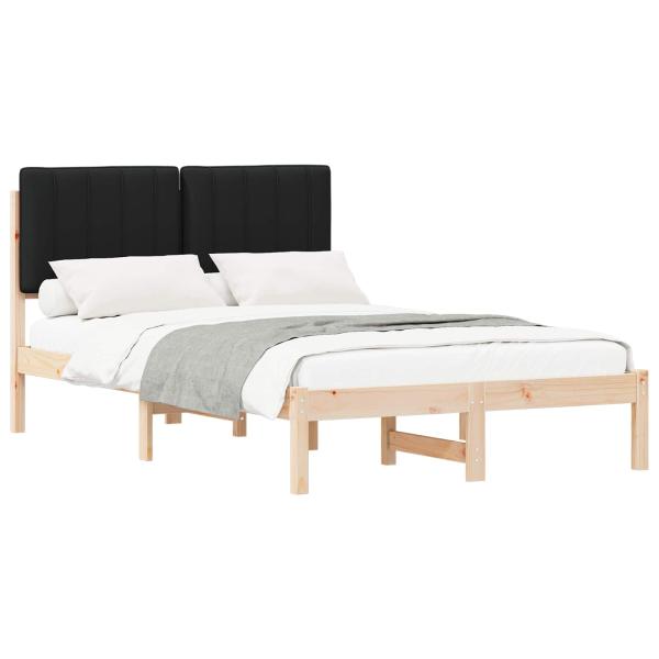 Bettgestell mit gepolstertem Kopfteil Schwarz 120 x 190 cm