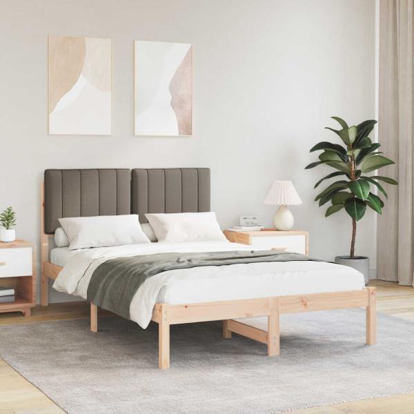 ARDEBO.de - Bettgestell mit gepolstertem Kopfteil Taupe 120 x 190 cm