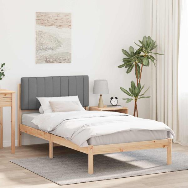 ARDEBO.de - Bettgestell mit gepolstertem Kopfteil Hellgrau 100 x 200 cm