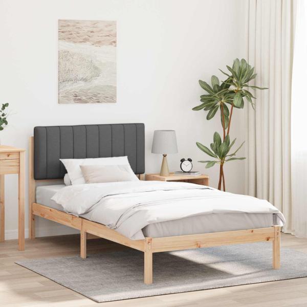 ARDEBO.de - Bettgestell mit gepolstertem Kopfteil Dunkelgrau 100 x 200 cm