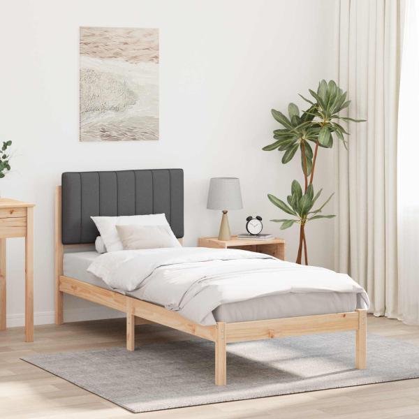 ARDEBO.de - Bettgestell mit gepolstertem Kopfteil Dunkelgrau 80 x 200 cm
