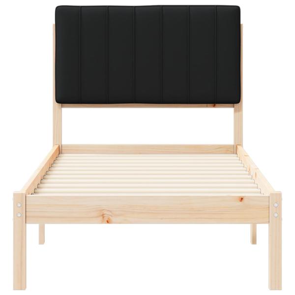 Bettgestell mit gepolstertem Kopfteil Schwarz 80 x 200 cm