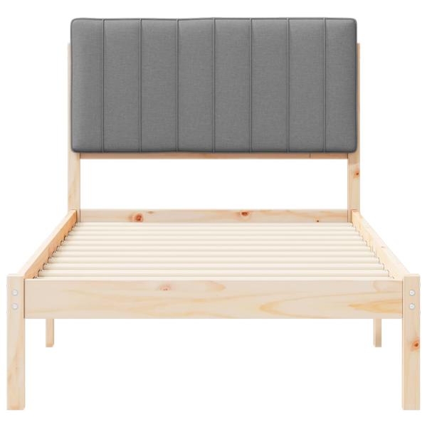 Bettgestell mit gepolstertem Kopfteil Hellgrau 90 x 190 cm