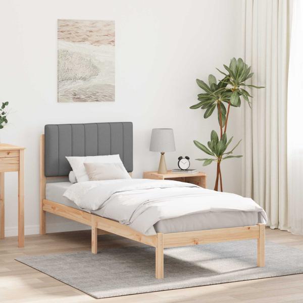 ARDEBO.de - Bettgestell mit gepolstertem Kopfteil Hellgrau 75 x 190 cm