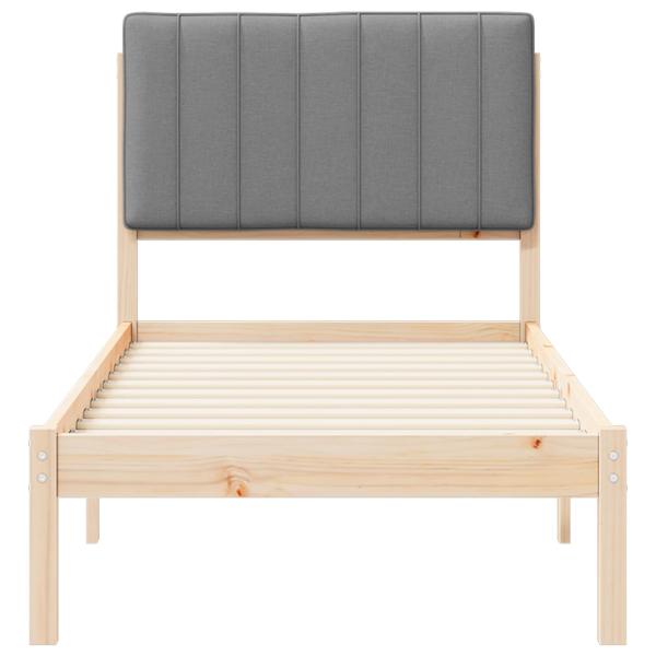 Bettgestell mit gepolstertem Kopfteil Hellgrau 75 x 190 cm