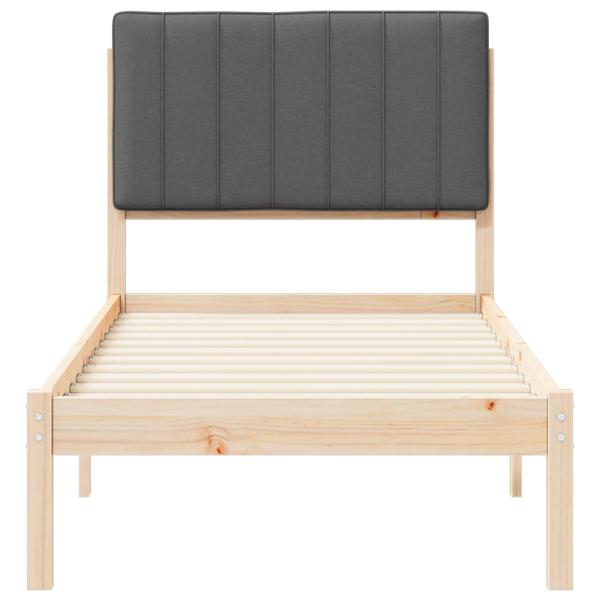 Bettgestell mit gepolstertem Kopfteil Dunkelgrau 75 x 190 cm