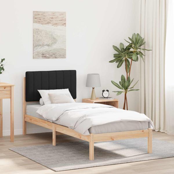 ARDEBO.de - Bettgestell mit gepolstertem Kopfteil Schwarz 75 x 190 cm