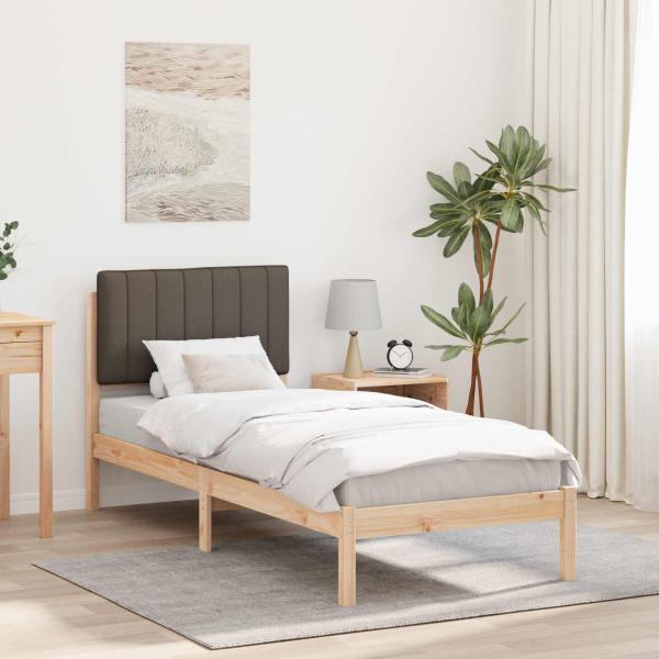 ARDEBO.de - Bettgestell mit gepolstertem Kopfteil Taupe 75 x 190 cm