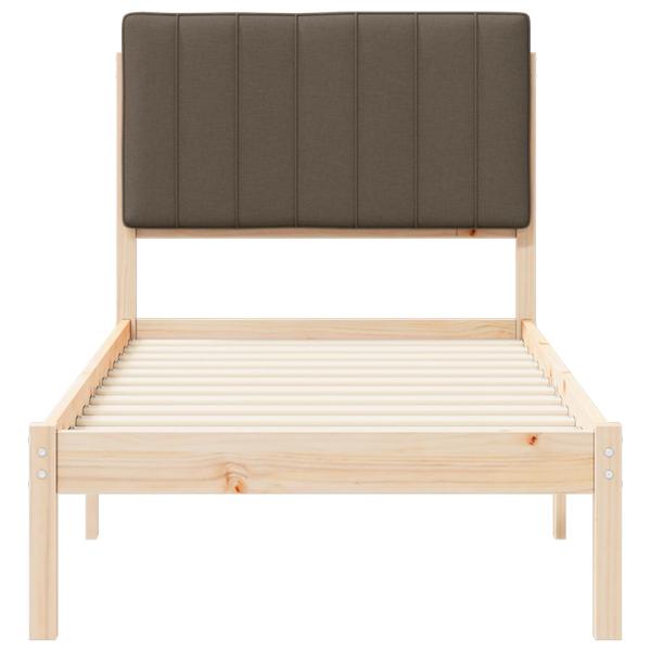 Bettgestell mit gepolstertem Kopfteil Taupe 75 x 190 cm