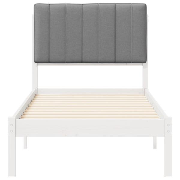Bettgestell mit gepolstertem Kopfteil Hellgrau 75 x 190 cm