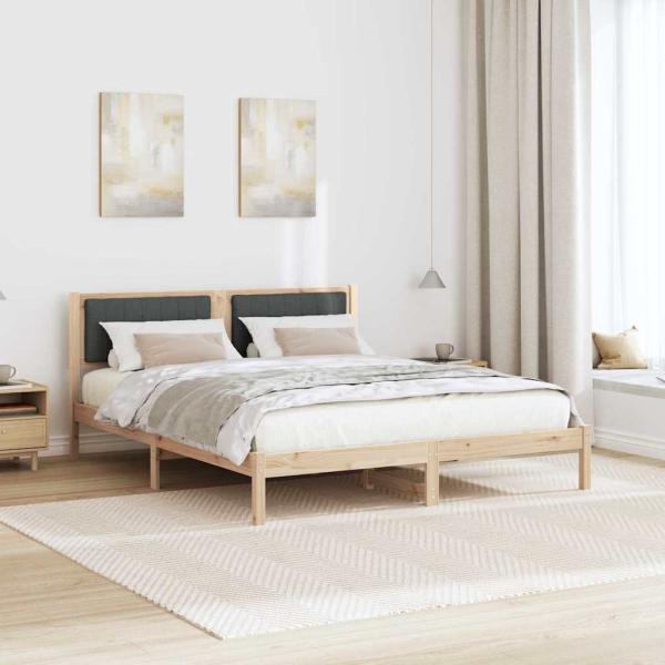 Bettgestell mit gepolstertem Kopfteil Dunkelgrau 160 x 200 cm