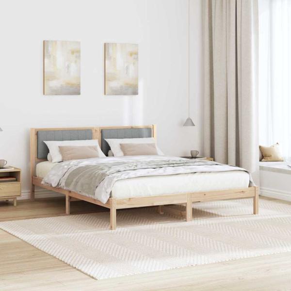 Bettgestell mit gepolstertem Kopfteil Hellgrau 150 x 200 cm
