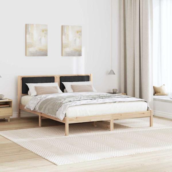 Bettgestell mit gepolstertem Kopfteil Schwarz 150 x 200 cm