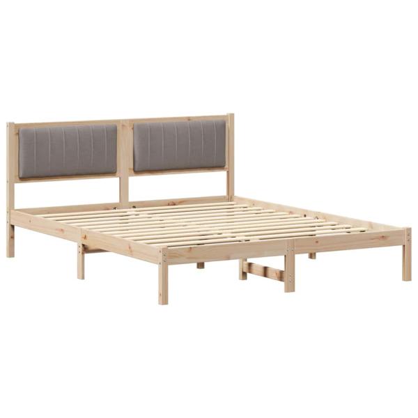 Bettgestell mit gepolstertem Kopfteil Taupe 150 x 200 cm