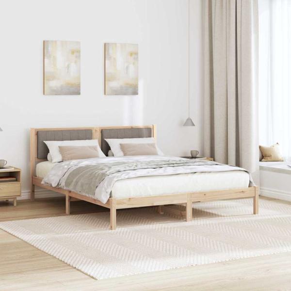 Bettgestell mit gepolstertem Kopfteil Taupe 150 x 200 cm