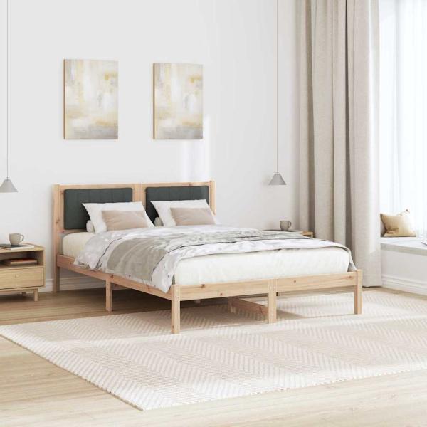 Bettgestell mit gepolstertem Kopfteil Dunkelgrau 140 x 200 cm