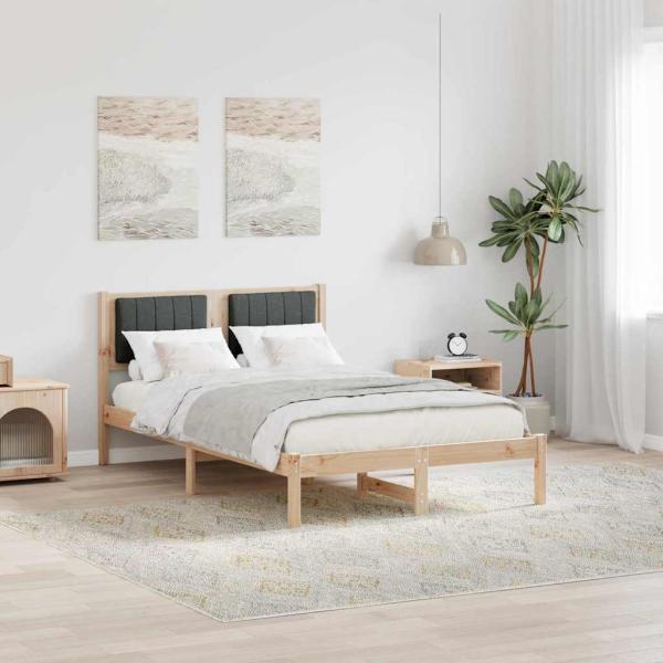 ARDEBO.de - Bettgestell mit gepolstertem Kopfteil Dunkelgrau 120 x 200 cm