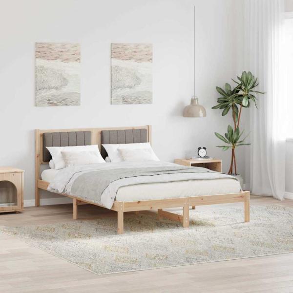 ARDEBO.de - Bettgestell mit gepolstertem Kopfteil Taupe 135 x 190 cm
