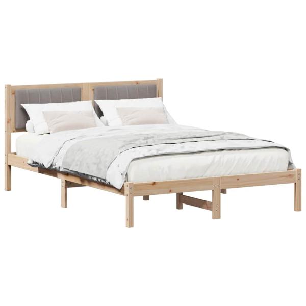 Bettgestell mit gepolstertem Kopfteil Taupe 135 x 190 cm