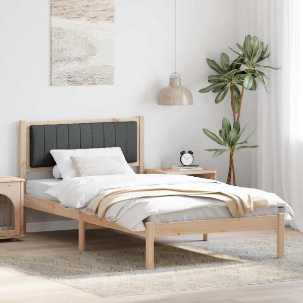 ARDEBO.de - Bettgestell mit gepolstertem Kopfteil Dunkelgrau 100 x 200 cm