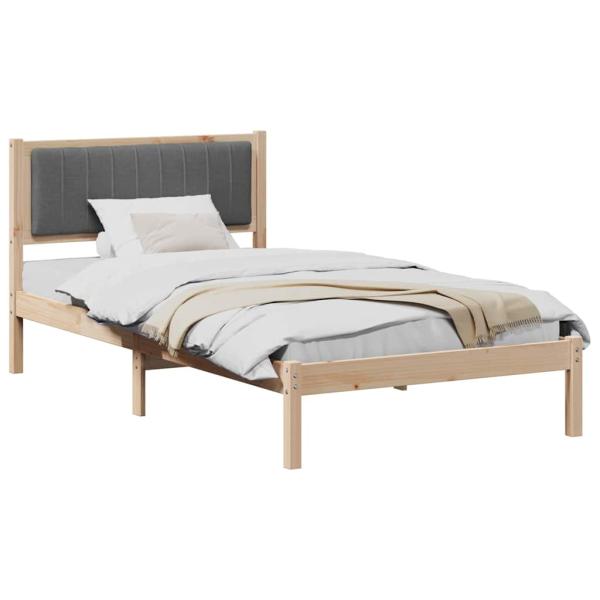 Bettgestell mit gepolstertem Kopfteil Dunkelgrau 100 x 200 cm