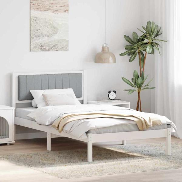 ARDEBO.de - Bettgestell mit gepolstertem Kopfteil Hellgrau 100 x 200 cm