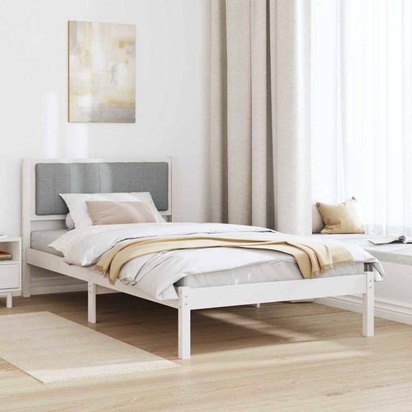 Bettgestell mit gepolstertem Kopfteil Hellgrau 100 x 200 cm