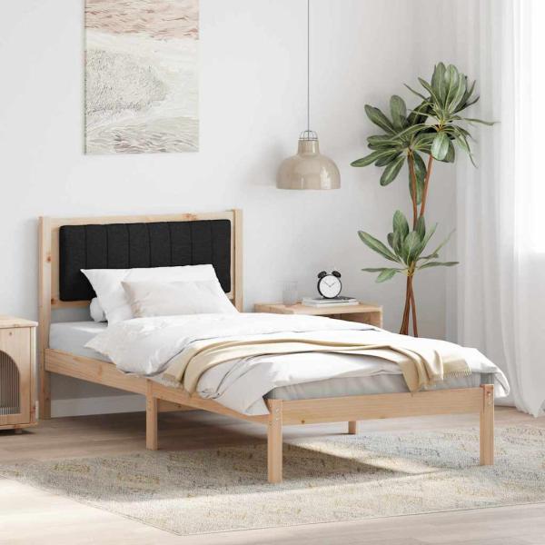 ARDEBO.de - Bettgestell mit gepolstertem Kopfteil Schwarz 90 x 200 cm