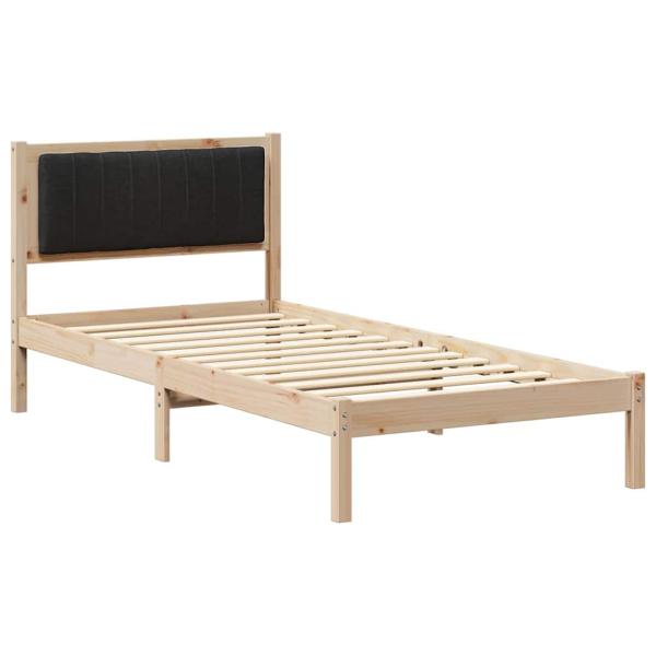 Bettgestell mit gepolstertem Kopfteil Schwarz 90 x 200 cm