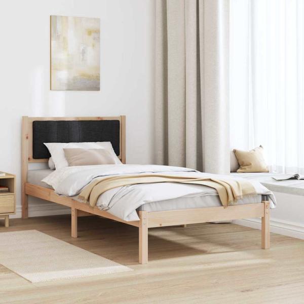Bettgestell mit gepolstertem Kopfteil Schwarz 90 x 200 cm