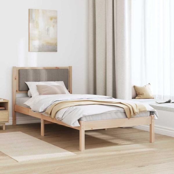 Bettgestell mit gepolstertem Kopfteil Taupe 90 x 200 cm