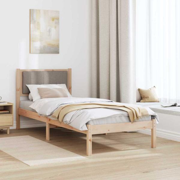 Bettgestell mit gepolstertem Kopfteil Taupe 80 x 200 cm