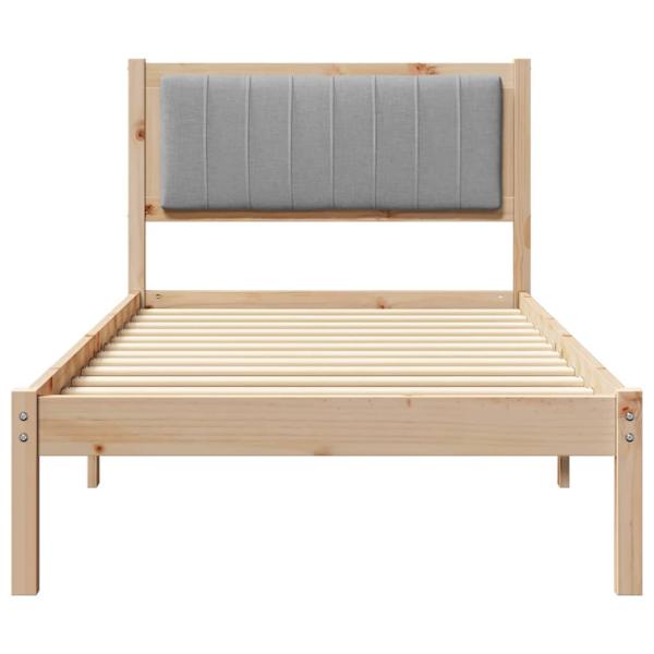 Bettgestell mit gepolstertem Kopfteil Hellgrau 90 x 190 cm