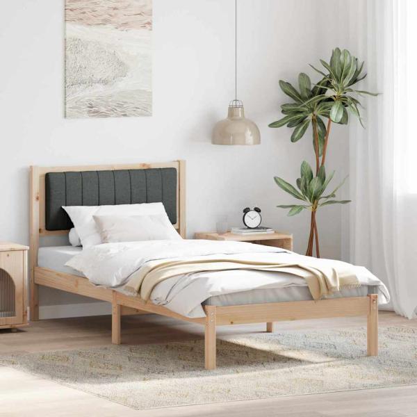 ARDEBO.de - Bettgestell mit gepolstertem Kopfteil Dunkelgrau 90 x 190 cm