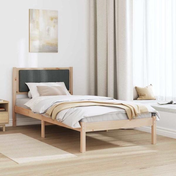 Bettgestell mit gepolstertem Kopfteil Dunkelgrau 90 x 190 cm