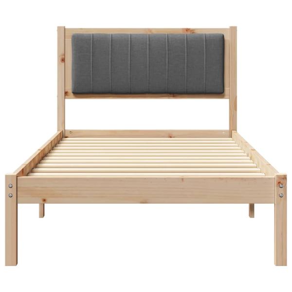 Bettgestell mit gepolstertem Kopfteil Dunkelgrau 90 x 190 cm