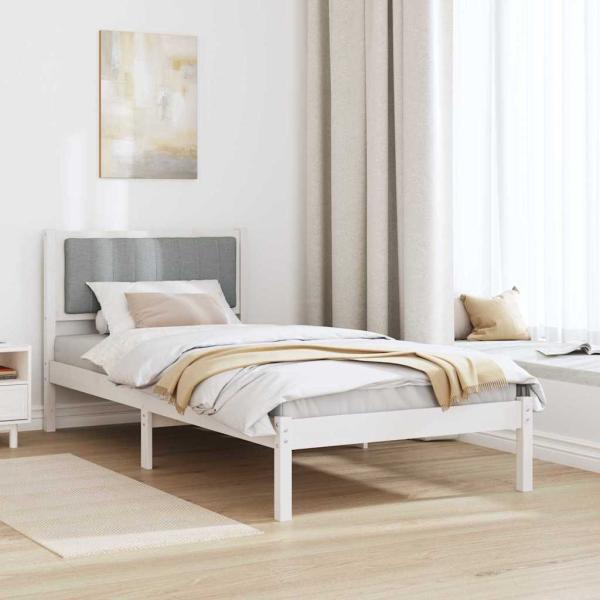 Bettgestell mit gepolstertem Kopfteil Hellgrau 90 x 190 cm