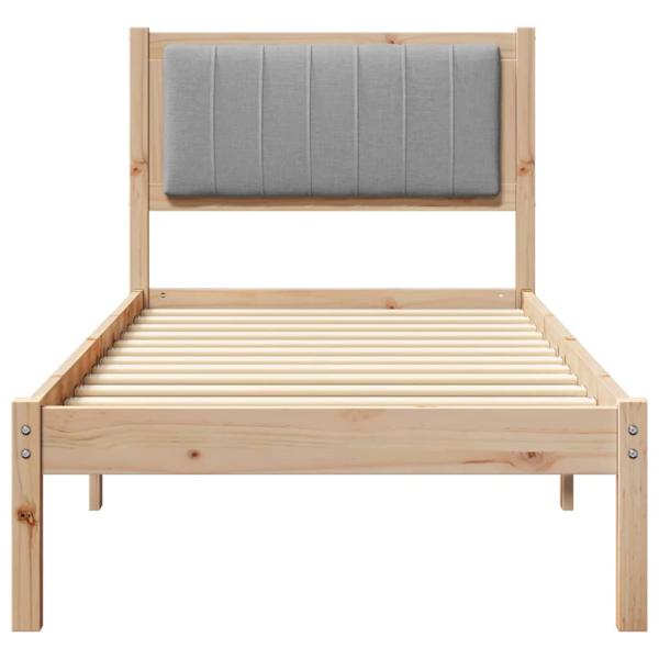 Bettgestell mit gepolstertem Kopfteil Hellgrau 75 x 190 cm