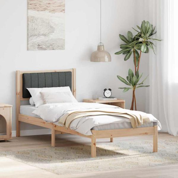 ARDEBO.de - Bettgestell mit gepolstertem Kopfteil Dunkelgrau 75 x 190 cm