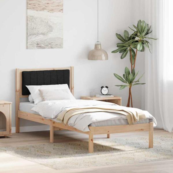 ARDEBO.de - Bettgestell mit gepolstertem Kopfteil Schwarz 75 x 190 cm