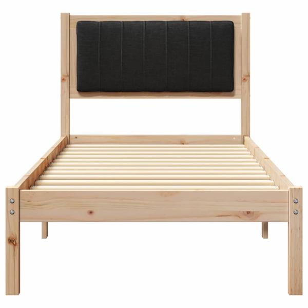 Bettgestell mit gepolstertem Kopfteil Schwarz 75 x 190 cm