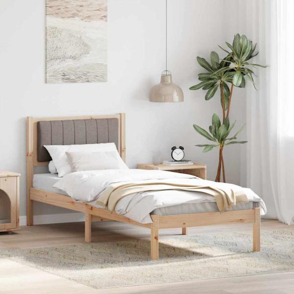 ARDEBO.de - Bettgestell mit gepolstertem Kopfteil Taupe 75 x 190 cm
