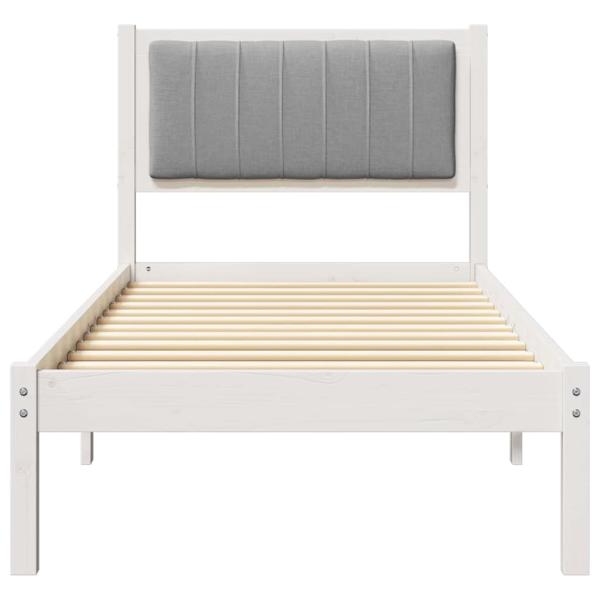 Bettgestell mit gepolstertem Kopfteil Hellgrau 75 x 190 cm