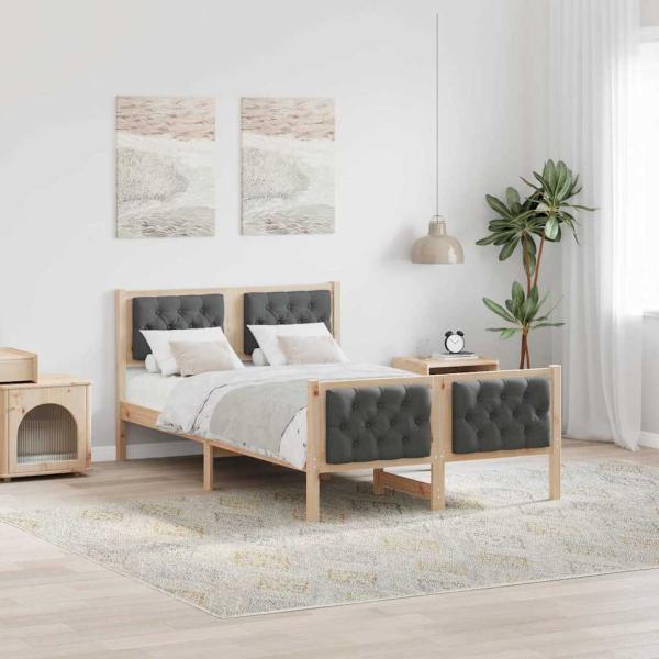 ARDEBO.de - Bettrahmen Dunkelgrau 120 x 200 cm Massives Kiefernholz