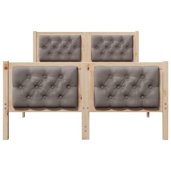Bettrahmen mit Kopfteil Taupe 120 x 200 cm Massives Kiefernholz