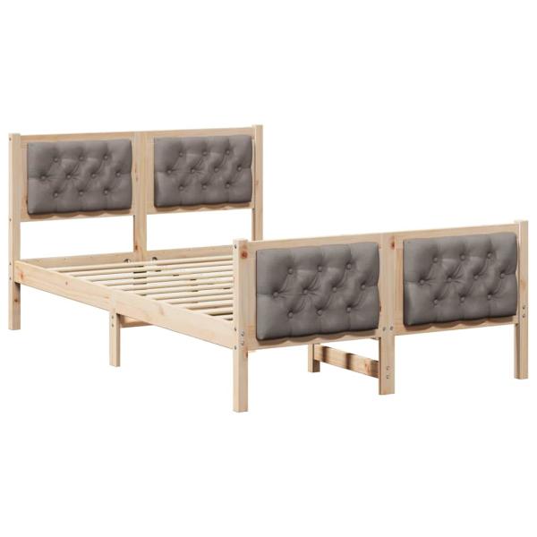 Bettrahmen mit Kopfteil Taupe 135 x 190 cm Massives Kiefernholz