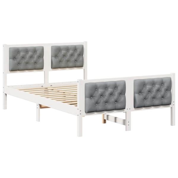 Bettrahmen Hellgrau 135 x 190 cm Massives Kiefernholz